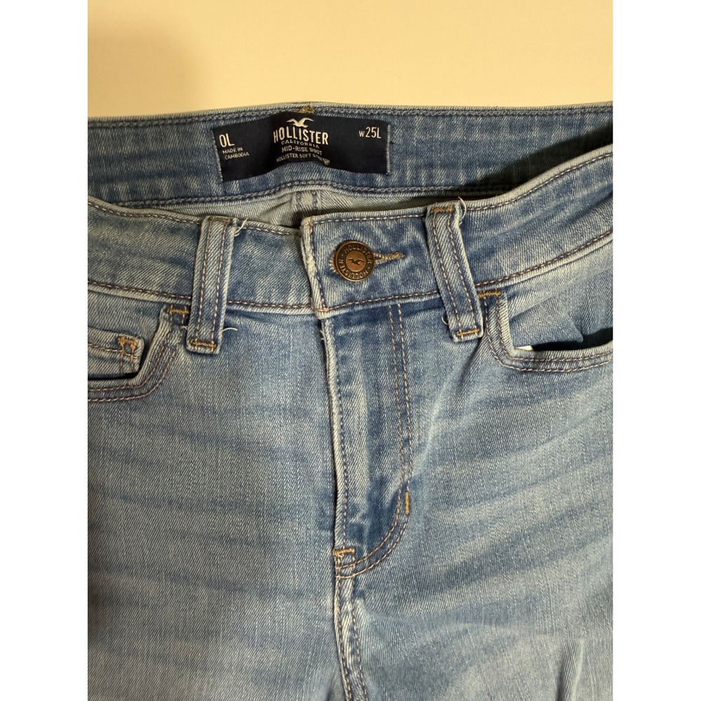 Hollister Mid-Rise Bootcut Jeans Light Wash Soft Stretch Size 0L W25L - Picture 6 of 6